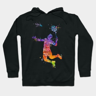 Boy Badminton Player Watercolor Hoodie